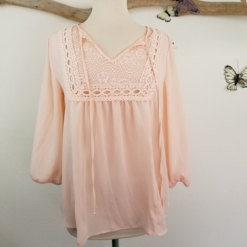 IZ byer boho tunic with lace bib front
